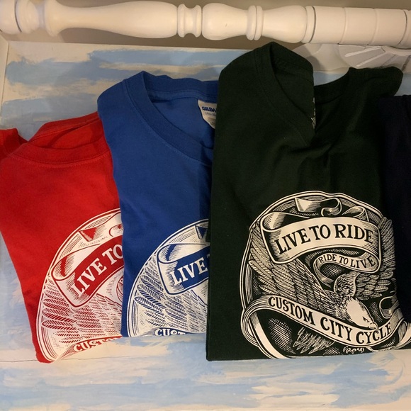 Motorcycle Live To Ride Green Tee - Picture 7 of 7